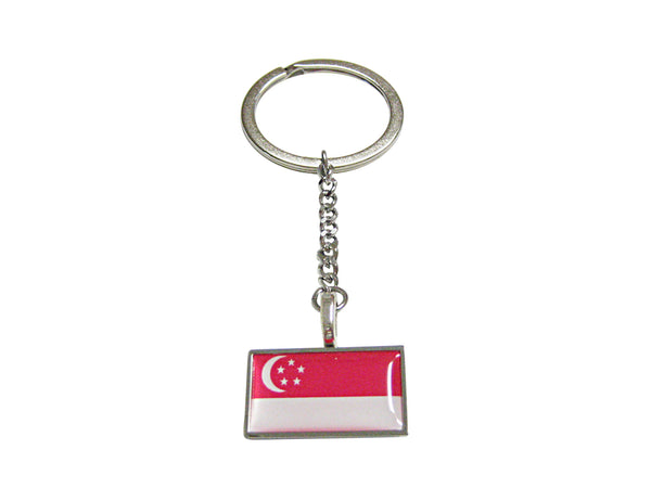 Thin Bordered Singapore Flag Pendant Keychain