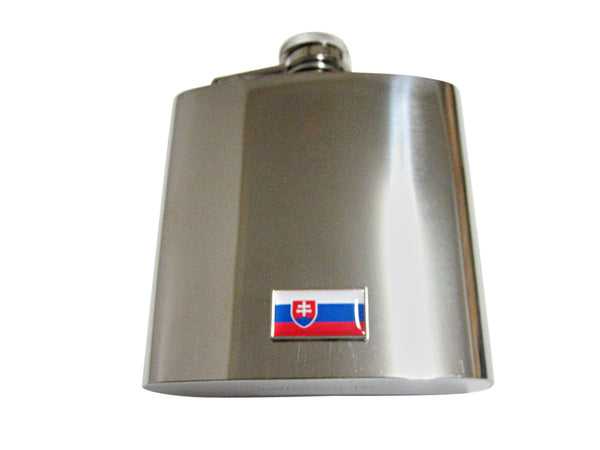 Thin Bordered Slovakia Flag Pendant 6 Oz. Stainless Steel Flask