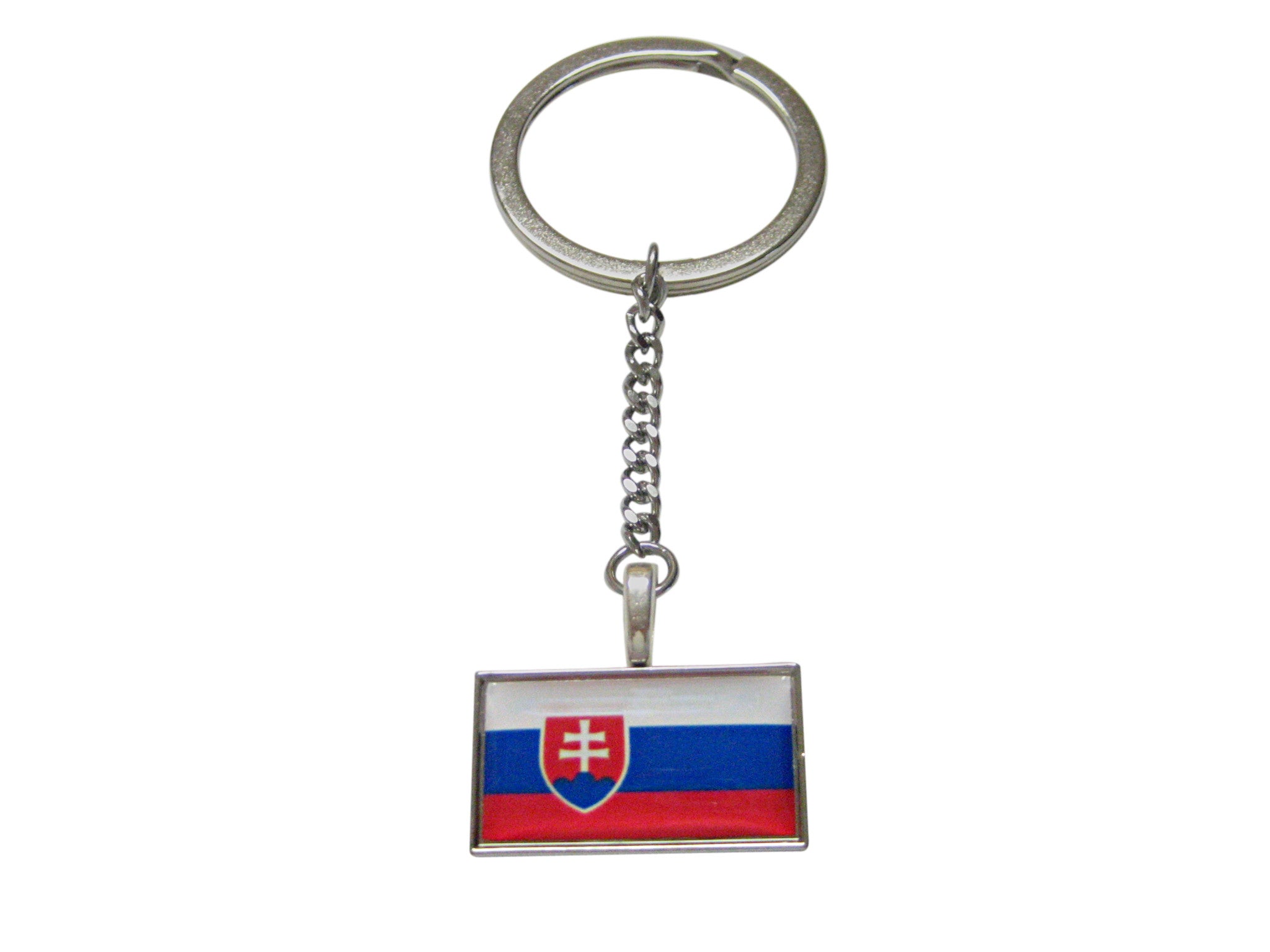 Thin Bordered Slovakia Flag Pendant Keychain - Kiola Designs