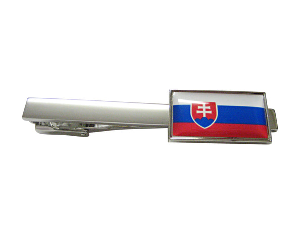 Thin Bordered Slovakia Flag Square Tie Clip