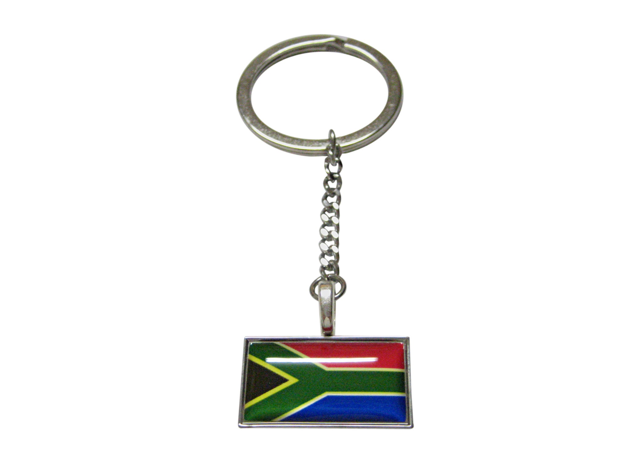 Thin Bordered South Africa Flag Pendant Keychain