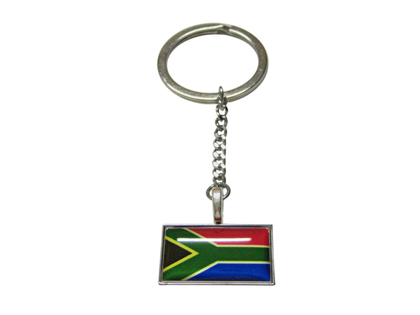 Thin Bordered South Africa Flag Pendant Keychain