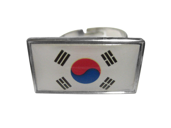 Thin Bordered South Korea Flag Adjustable Size Fashion Ring
