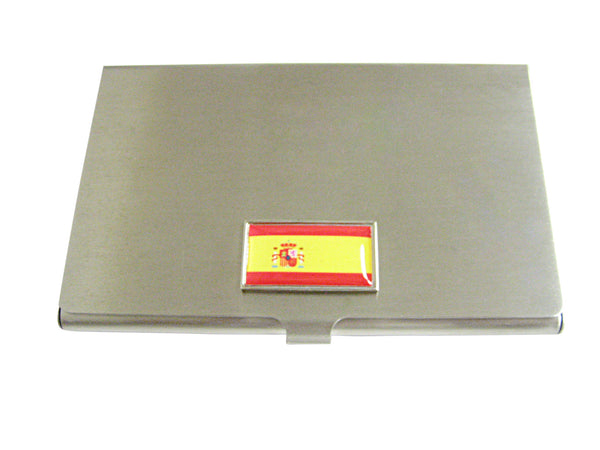 Thin Bordered Spain Flag Business Card Holder