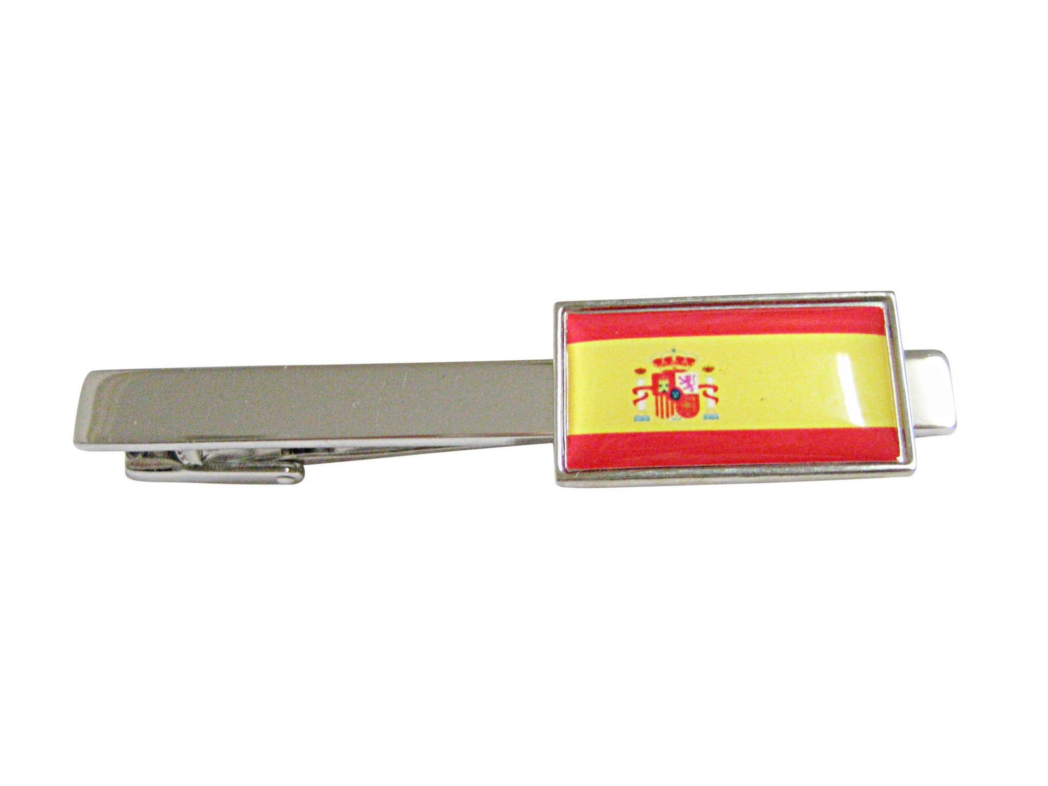 Thin Bordered Spain Flag Square Tie Clip
