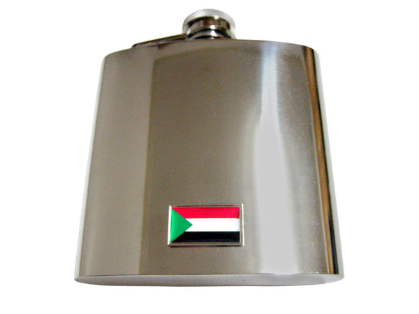Thin Bordered Sudan Flag Pendant 6 Oz. Stainless Steel Flask