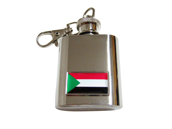 Thin Bordered Sudan Flag Pendant 1 Oz. Stainless Steel Key Chain Flask