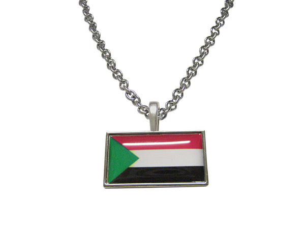 Thin Bordered Sudan Flag Pendant Necklace