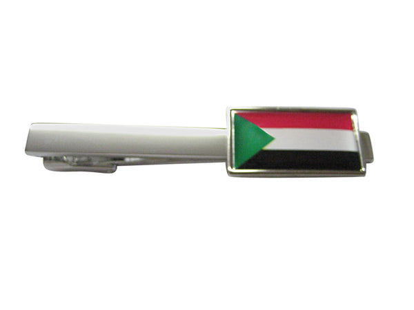 Thin Bordered Sudan Flag Pendant Square Tie Clip