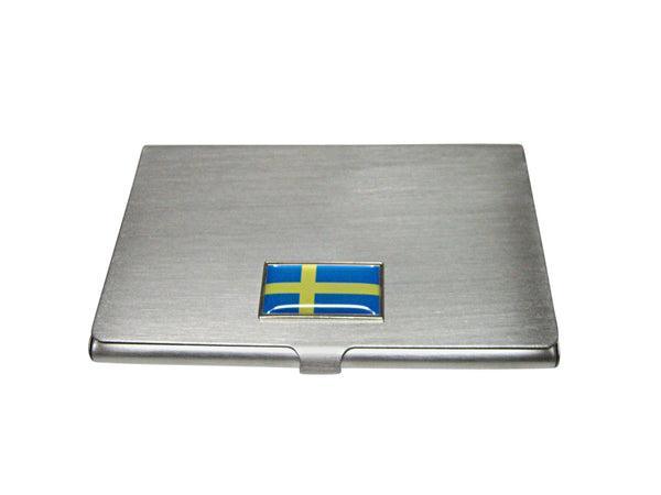 Thin Bordered Sweden Flag Pendant Business Card Holder