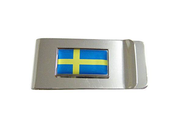 Thin Bordered Sweden Flag Pendant Money Clip