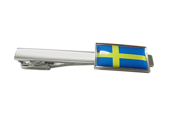 Thin Bordered Sweden Flag Pendant Square Tie Clip