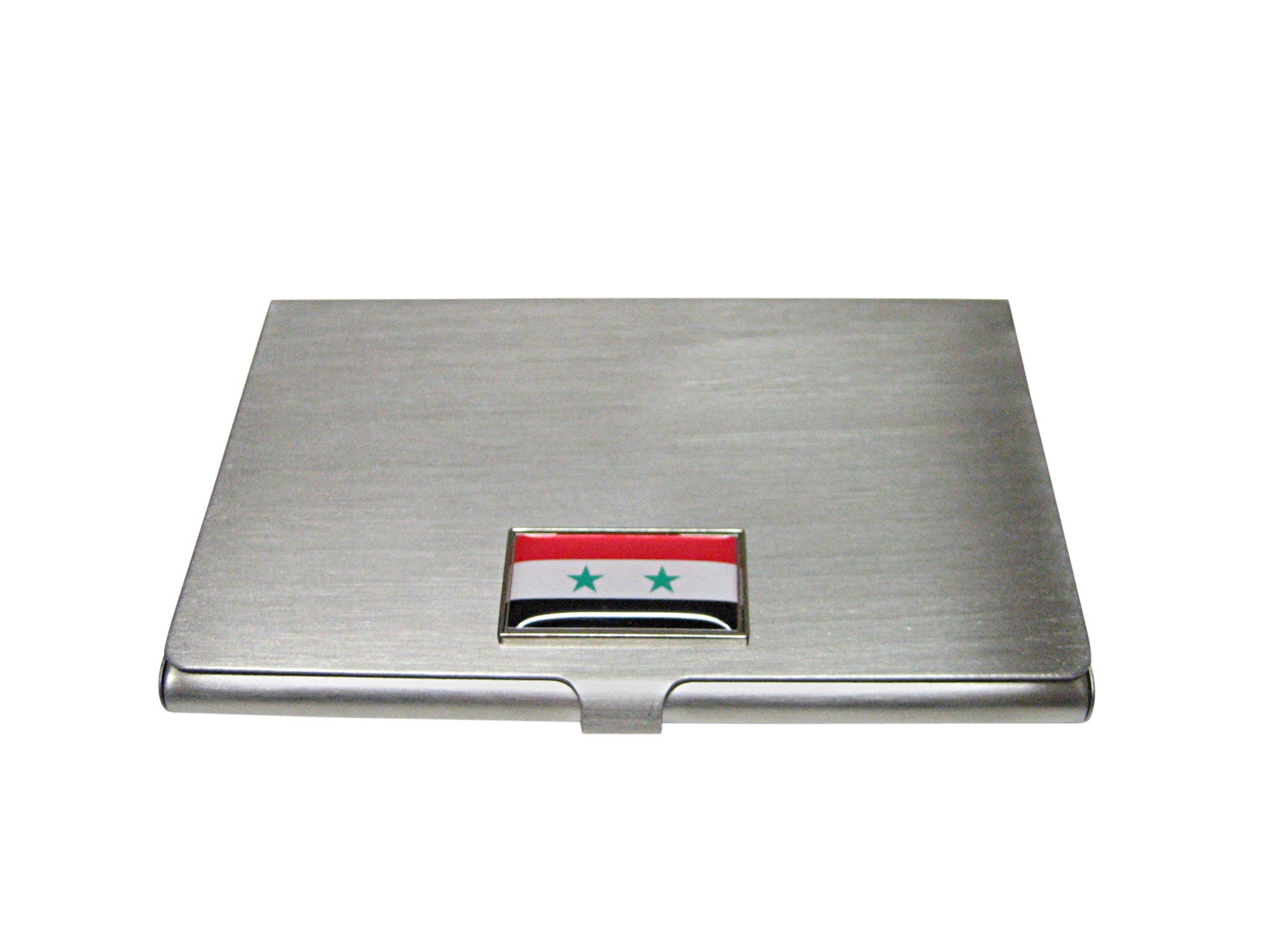 Thin Bordered Syria Flag Pendant Business Card Holder