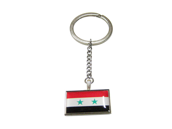 Thin Bordered Syria Flag Pendant Keychain