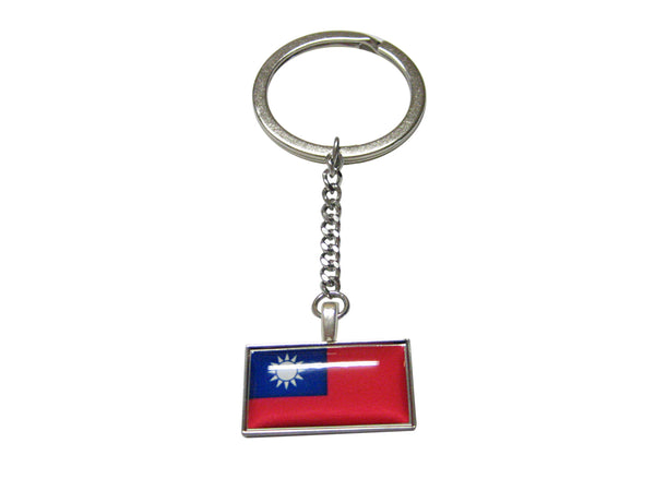 Thin Bordered Taiwan Flag Pendant Keychain