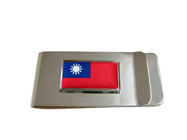 Thin Bordered Taiwan Flag Pendant Money Clip