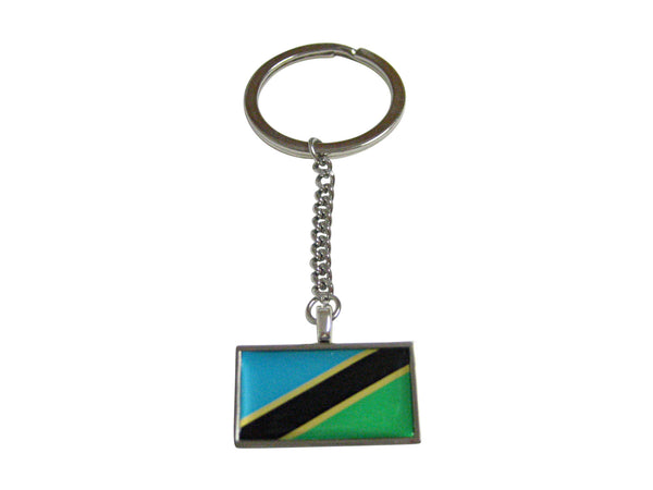 Thin Bordered Tanzania Flag Pendant Keychain