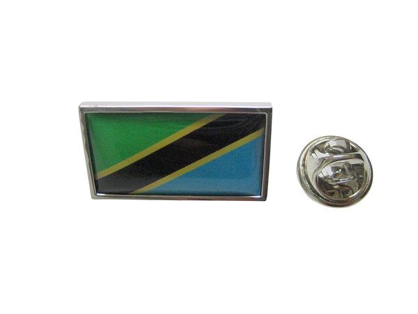 Thin Bordered Tanzania Flag Pendant Lapel Pin