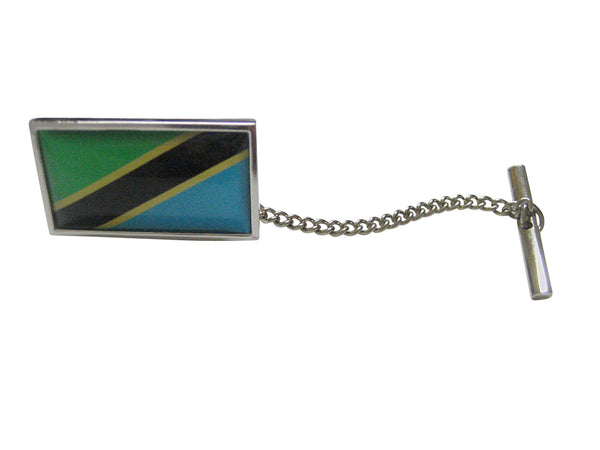Thin Bordered Tanzania Flag Pendant Tie Tack