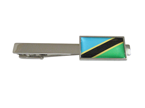 Thin Bordered Tanzania Flag Square Tie Clip