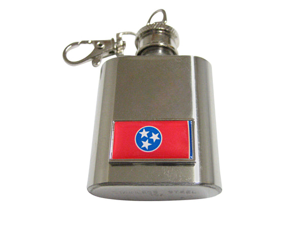 Thin Bordered Tennessee State Flag 1 Oz. Stainless Steel Key Chain Flask