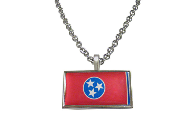 Thin Bordered Tennessee State Flag Pendant Necklace