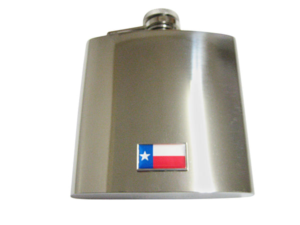 Thin Bordered Texas Flag Pendant 6 Oz. Stainless Steel Flask