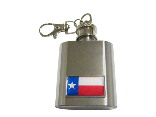 Thin Bordered Texas Flag Pendant 1 Oz. Stainless Steel Key Chain Flask