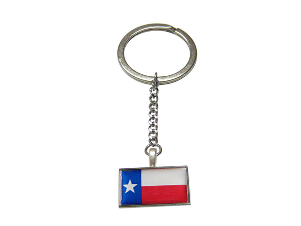 Thin Bordered Texas Flag Pendant Keychain