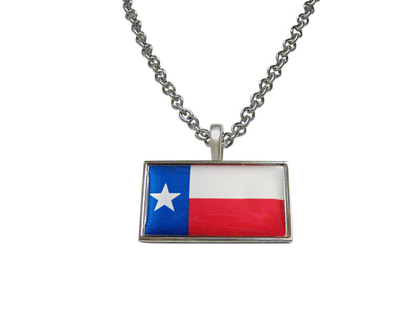 Thin Bordered Texas Flag Pendant Necklace