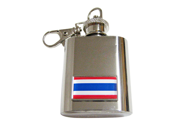 Thin Bordered Thailand Flag Pendant 1 Oz. Stainless Steel Key Chain Flask