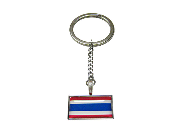 Thin Bordered Thailand Flag Pendant Keychain