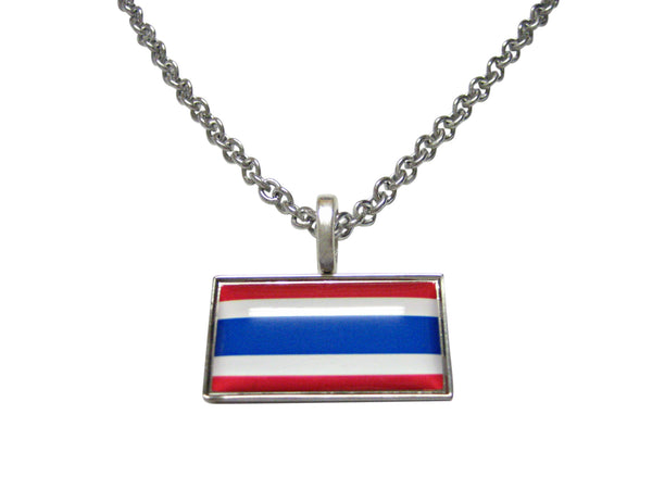 Thin Bordered Thailand Flag Pendant Necklace