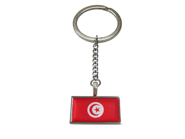 Thin Bordered Tunisia Flag Pendant Keychain