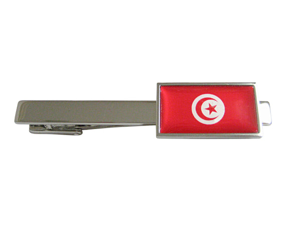 Thin Bordered Tunisia Flag Square Tie Clip