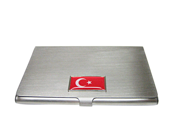 Thin Bordered Turkey Flag Pendant Business Card Holder