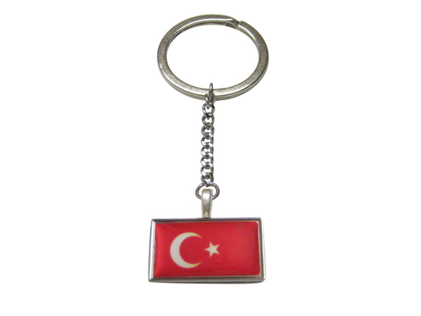 Thin Bordered Turkey Flag Pendant Keychain