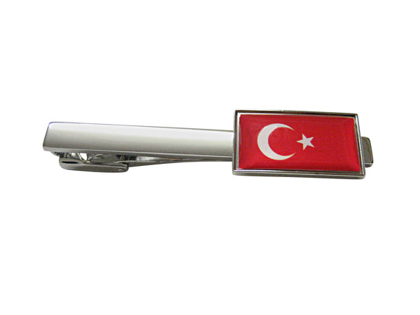 Thin Bordered Turkey Flag Square Tie Clip