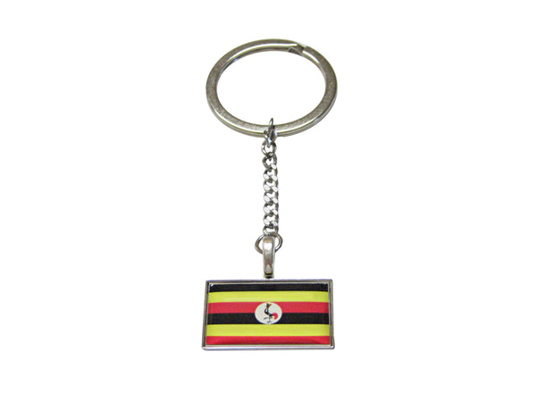Thin Bordered Uganda Flag Pendant Keychain
