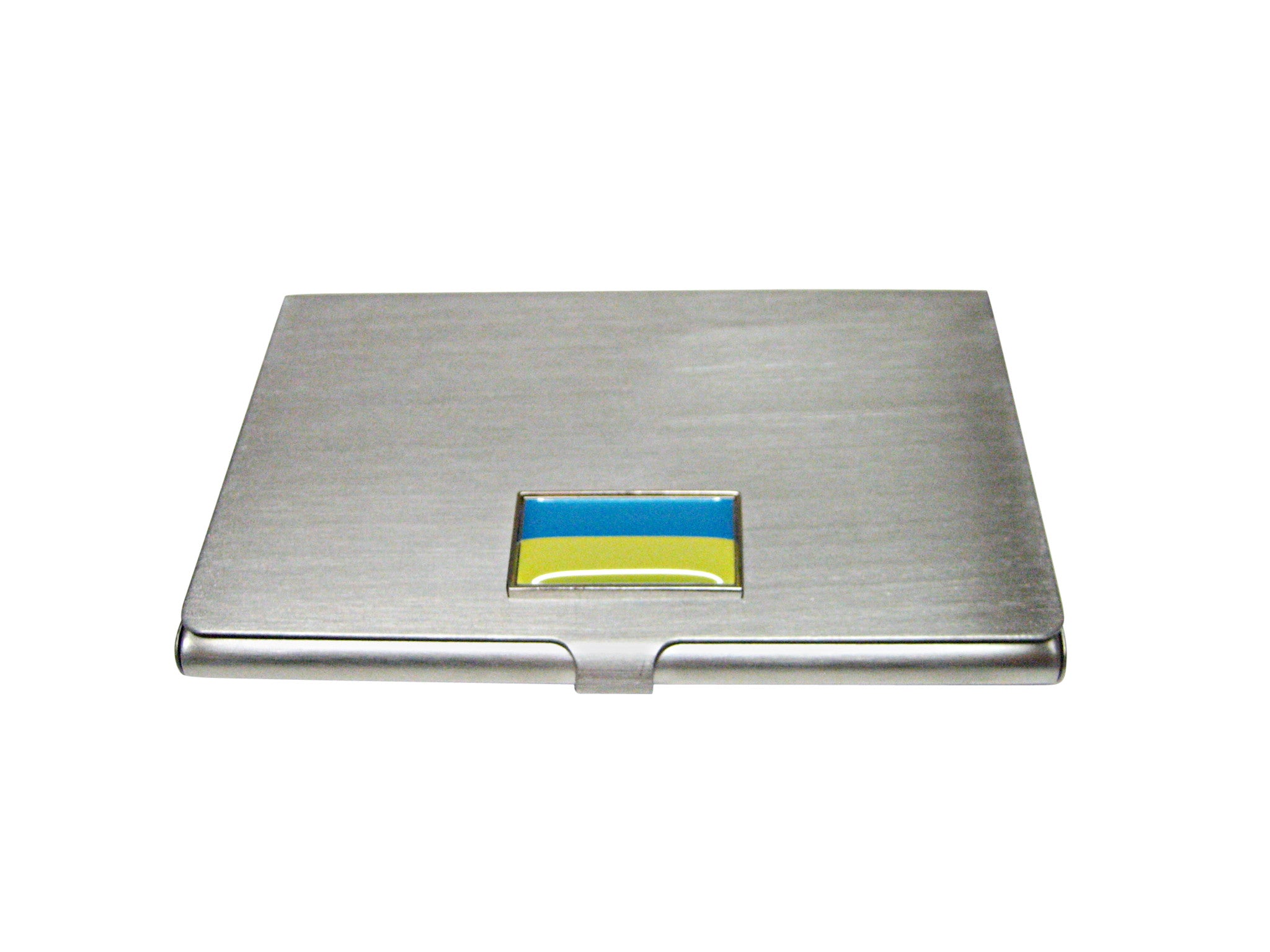 Thin Bordered Ukraine Flag Pendant Business Card Holder
