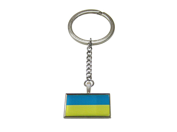 Thin Bordered Ukraine Flag Pendant Keychain