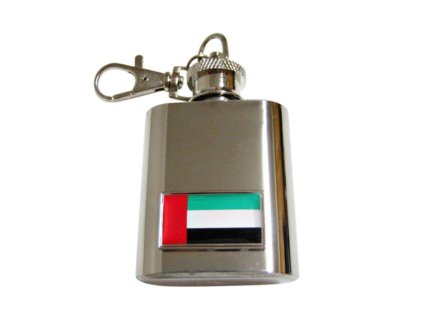 Thin Bordered United Arab Emirates UAE Flag Pendant 1 Oz. Stainless Steel Key Chain Flask