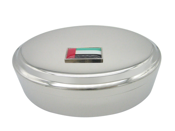 Thin Bordered United Arab Emirates UAE Flag Pendant Oval Trinket Jewelry Box