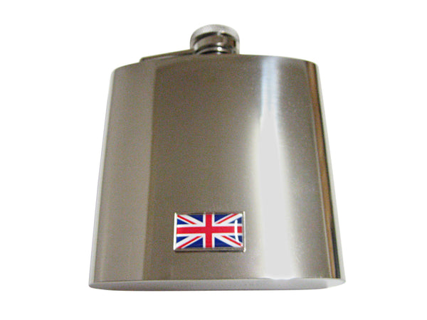 Thin Bordered United Kingdom Union Jack Flag Pendant 6 Oz. Stainless Steel Flask
