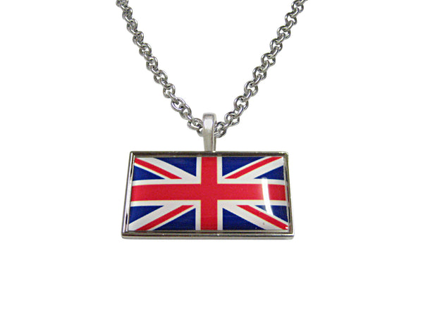 Thin Bordered United Kingdom Union Jack Flag Pendant Necklace