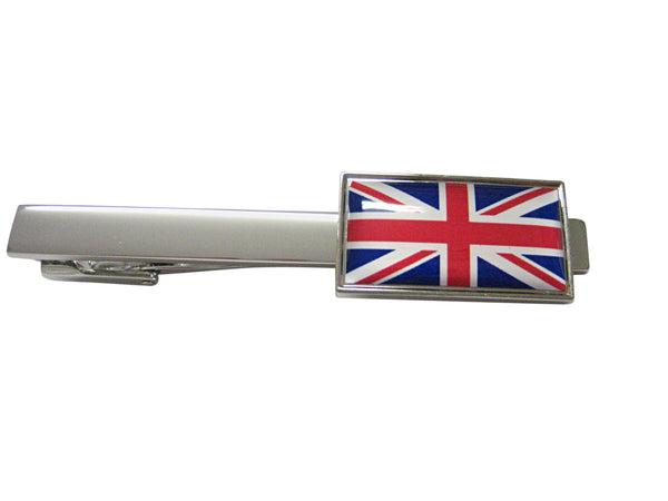 Thin Bordered United Kingdom Union Jack Flag Square Tie Clip