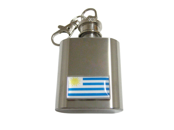 Thin Bordered Uruguay Flag 1 Oz. Stainless Steel Key Chain Flask