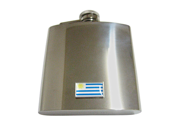 Thin Bordered Uruguay Flag 6 Oz. Stainless Steel Flask