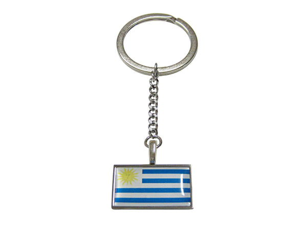 Thin Bordered Uruguay Flag Pendant Keychain