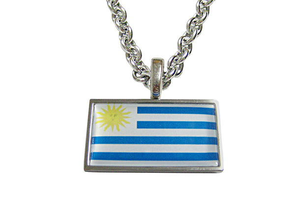 Thin Bordered Uruguay Flag Pendant Necklace
